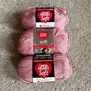 Red Heart Soft Yarn - Rose Blush. 3 Skeins. Yarn has slight sheen! Gorgeous!